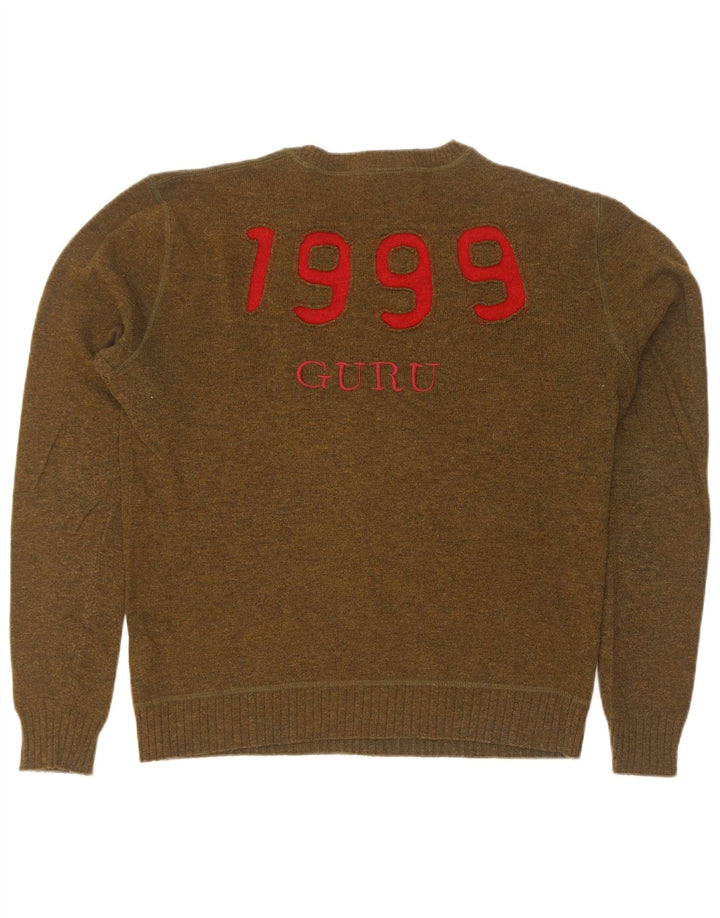 Guru Jersey De Hombre Con Cuello Redondo Y Estampado De Lana Caqui Mediana