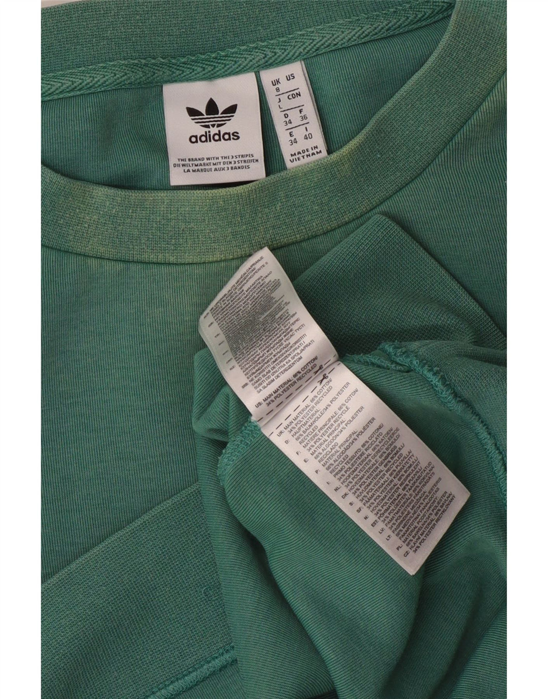 Adidas Mujer Sudadera Jumper UK 8 Pequeño Algodón Verde