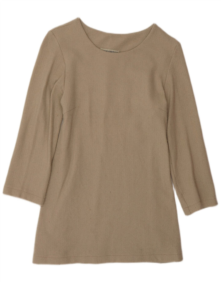 Vintage mujer manga larga cambio vestido EU 42 grande beige