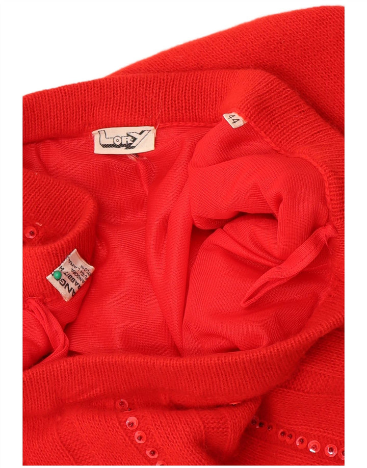 Falda acampanada de punto vintage para mujer IT 44 Mediana W30 Angora roja