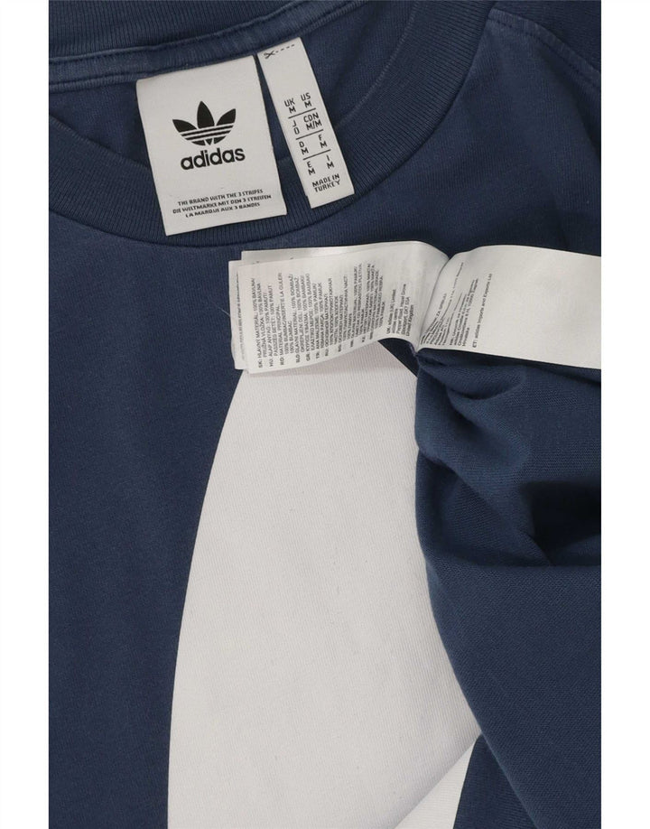 Adidas Hombre Camiseta Gráfica Top Algodón Azul Medio