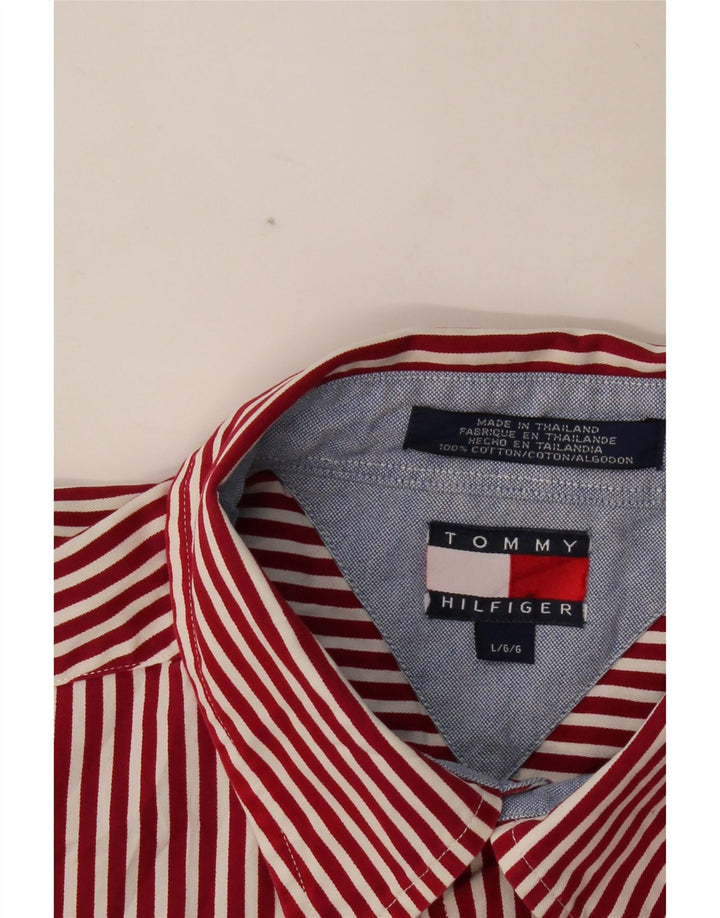 TOMMY HILFIGER Camisa de hombre grande de algodón a rayas rojas