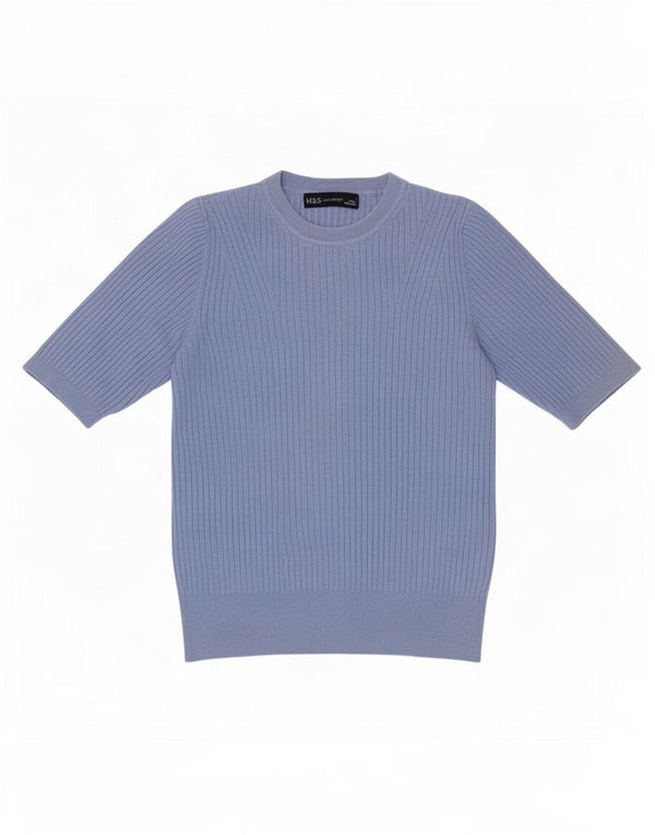 Marks & Spencer Jersey de Cuello Redondo para Mujer UK 8 Small Azul
