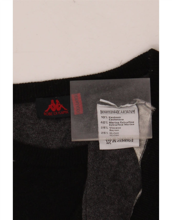 KAPPA Jersey de cuello redondo para hombre, talla 3XL, cachemir a rayas grises