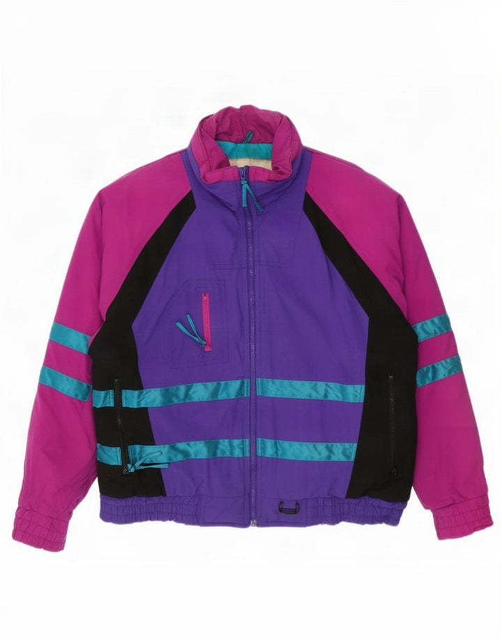 Vintage hombres chaqueta de esquí Reino Unido 40 grande multicolor colorblock nylon