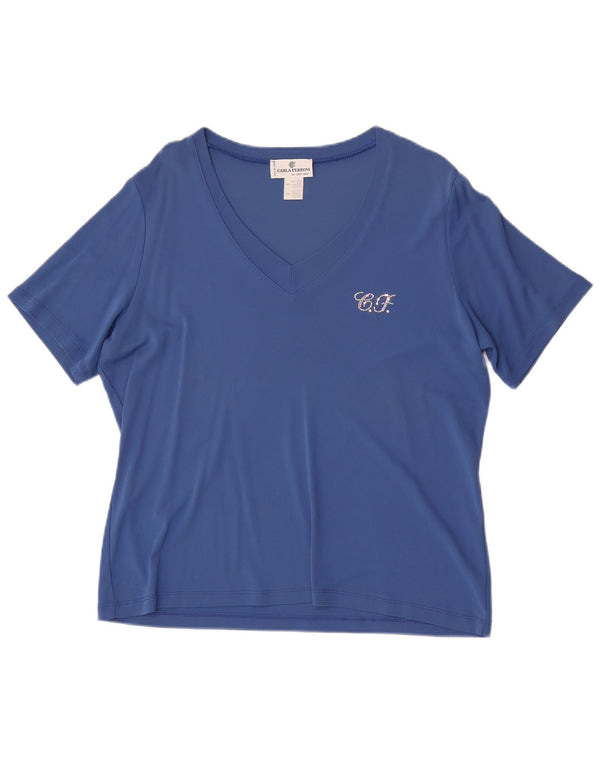 CARLA FERRONI Camiseta Mujer Top UK 20 2XL Viscosa Azul
