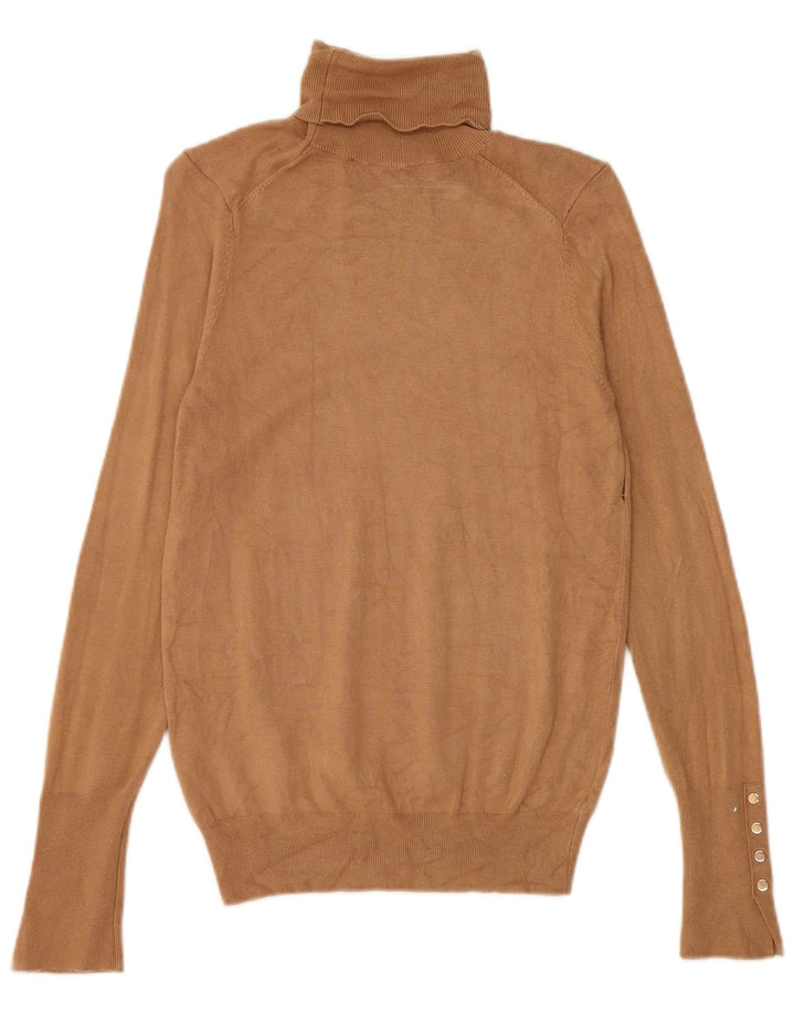 Zara Mujer Roll Neck Jumper Sweater UK 10 Small Marrón Viscosa