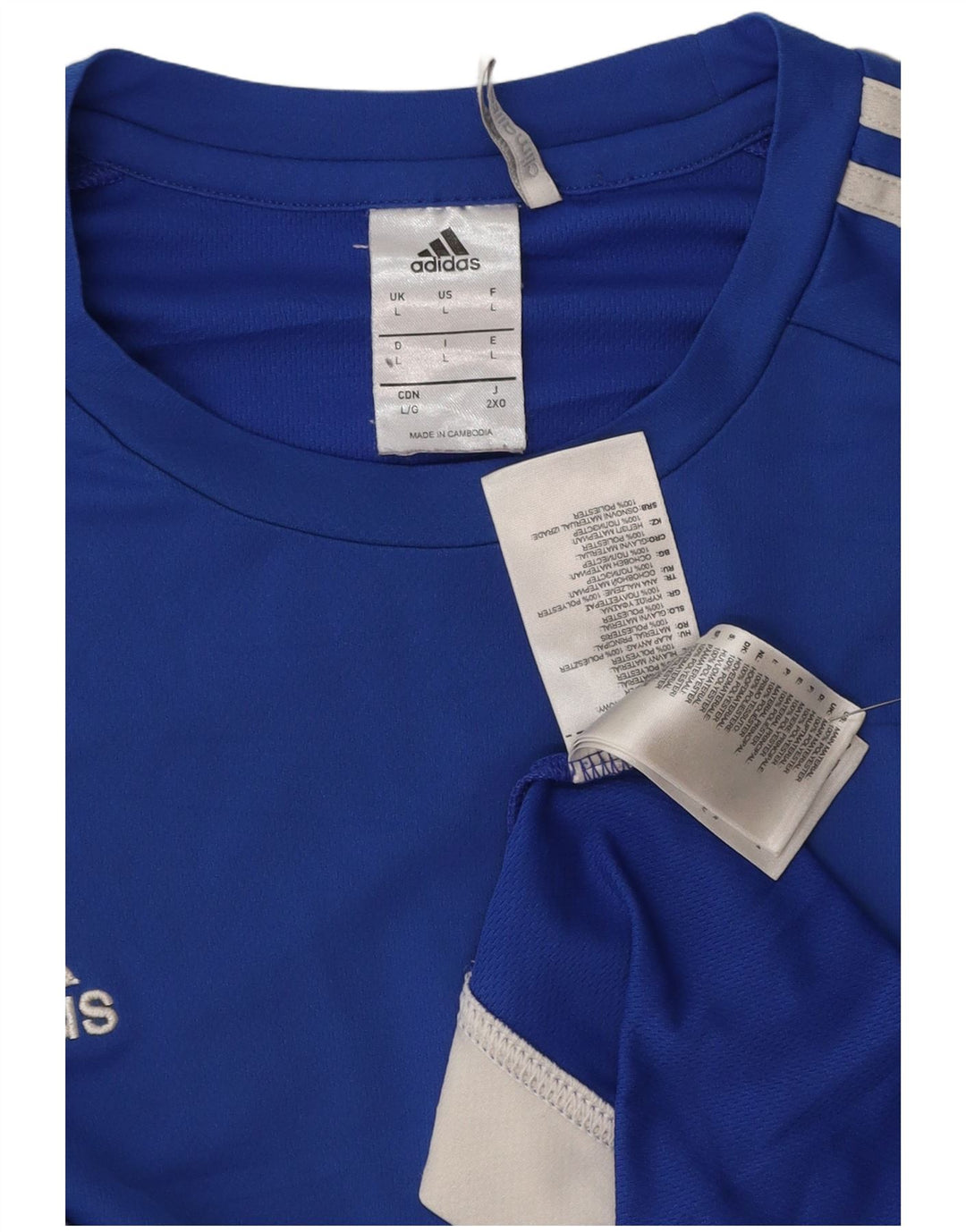 ADIDAS Camiseta Climalite para hombre Top grande azul color block poliéster
