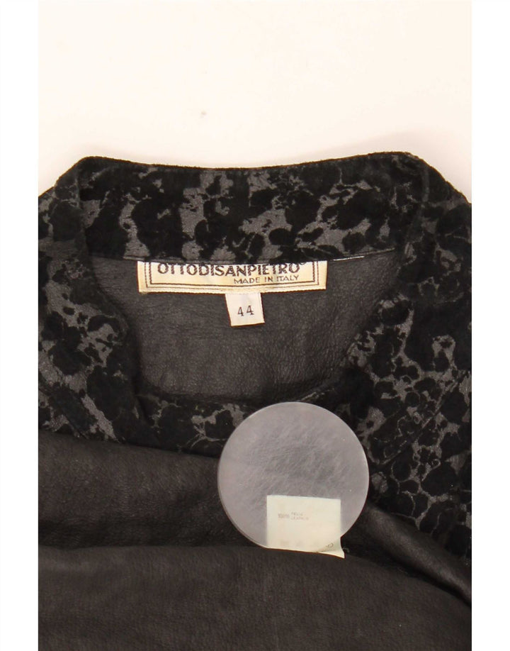 Chaqueta vintage de manga 3/4 para mujer IT 44 Medium Black Animal Print
