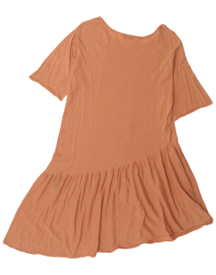 Zara Vestido Asimétrico Mujer UK 44 Naranja Mediano