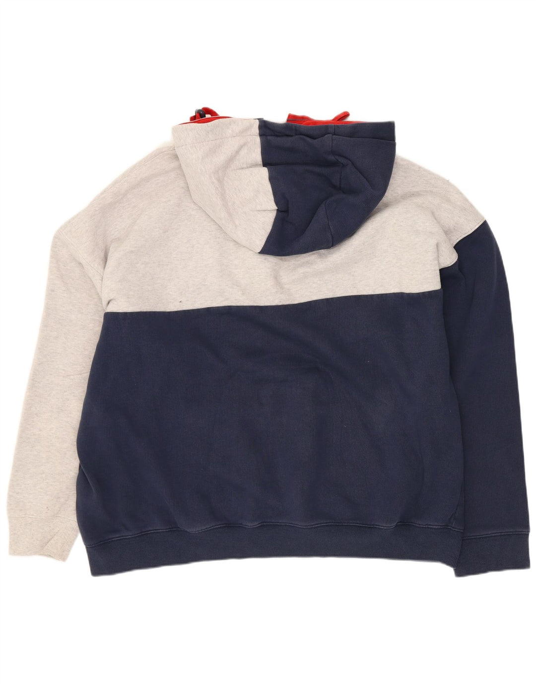 Tommy Hilfiger Jersey con capucha y cuello con botones para hombre, color azul marino mediano