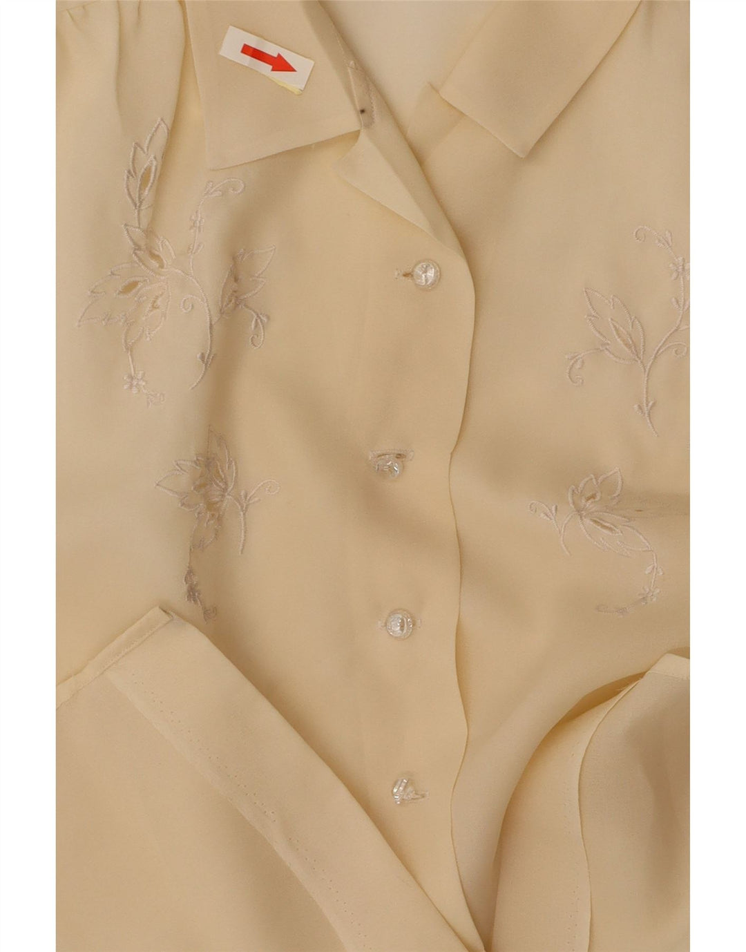 VINTAGE Blusa camisa de manga corta para mujer Reino Unido 14 Floral amarillo medio