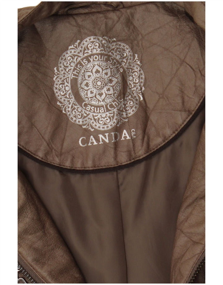 Canda Chaqueta de cuero corta para mujer Reino Unido 46 Grande Marrón