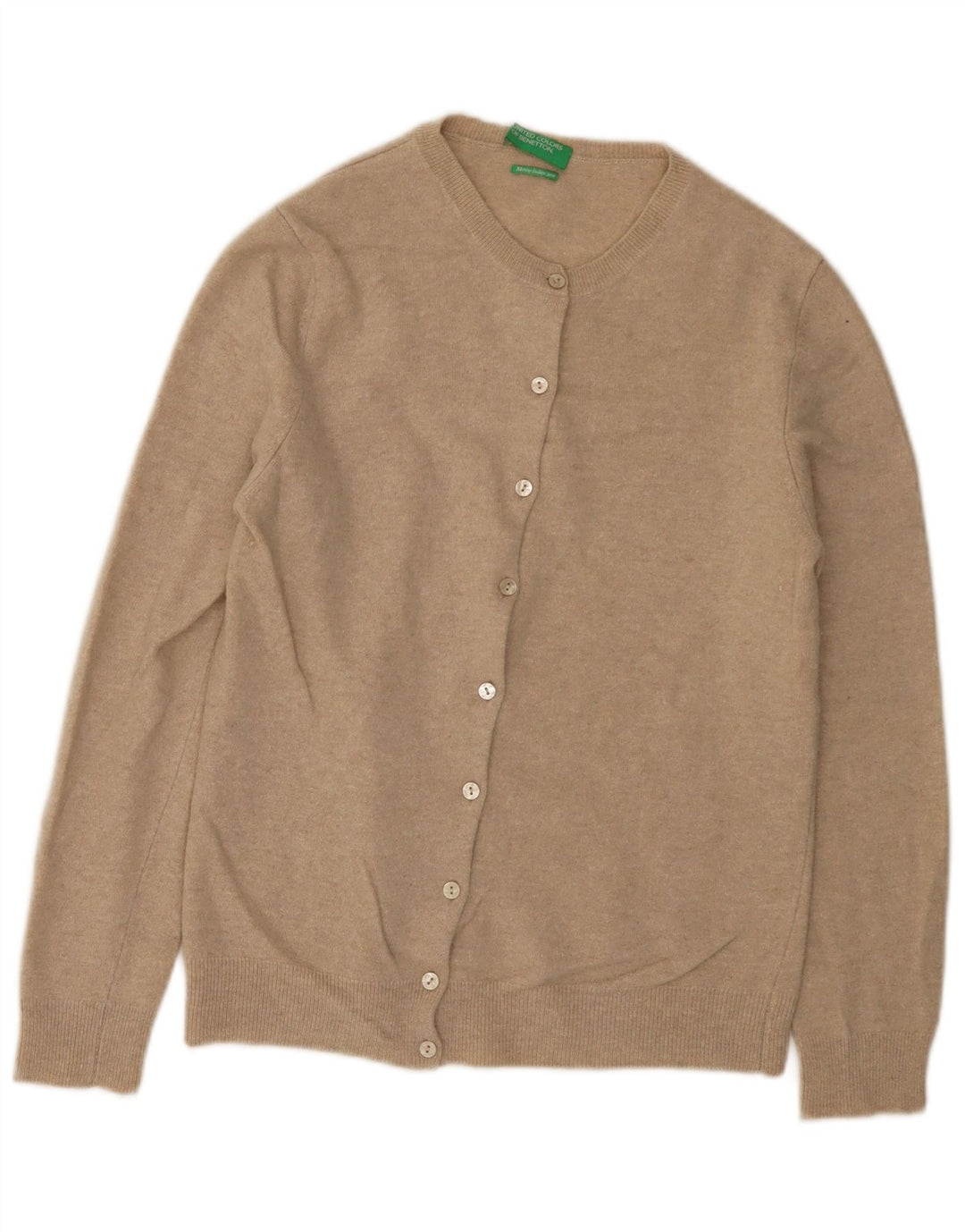 Benetton Cárdigan Mujer EU 42 Medio Beige Lana Nueva