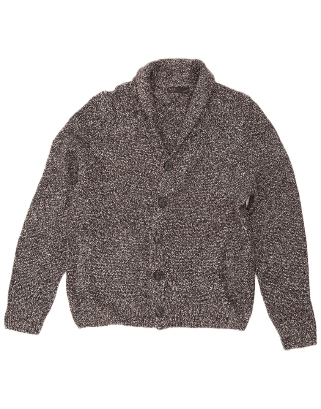 Marks & Spencer Suéter tipo cárdigan para hombre Acrílico moteado gris grande