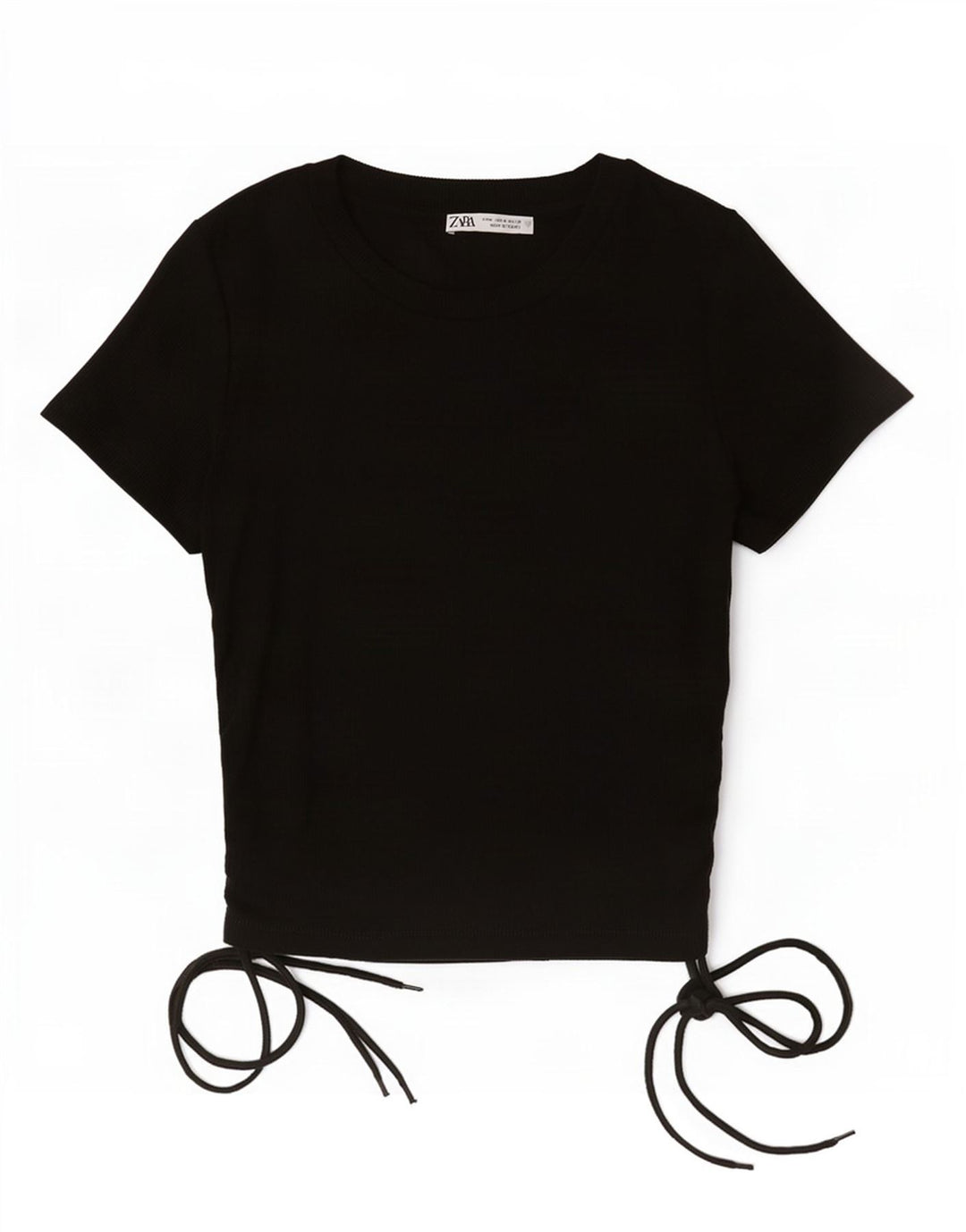 Zara Mujer Crop Top UK 42 Mediano Negro Poliéster