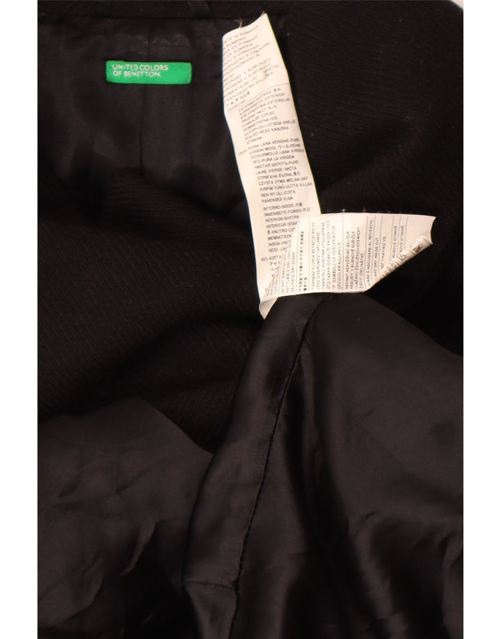 Benetton Abrigo Cruzado IT 44 Mediano Lana Virgen Negro