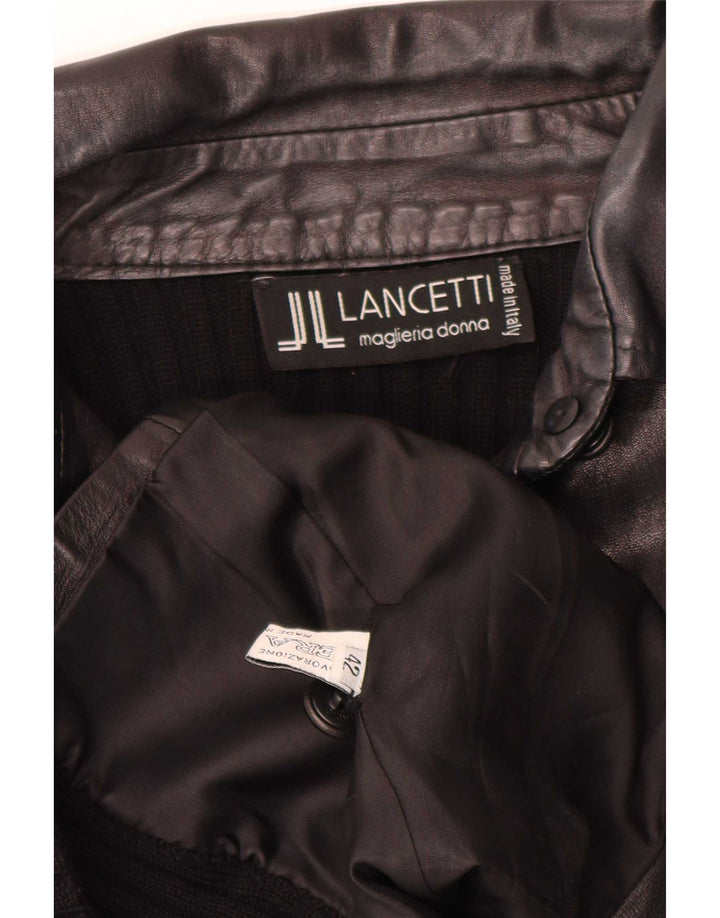 Chaqueta de cuero para mujer Lancetti IT 42 Cuero negro mediano