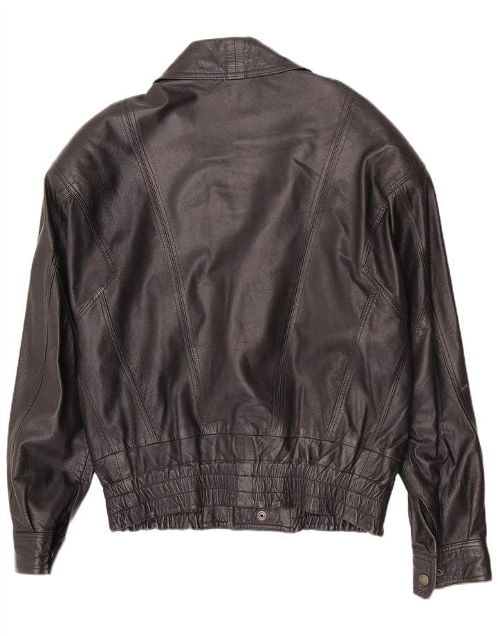 Vintage chaqueta de cuero para hombre IT 46 pequeño motociclista negro