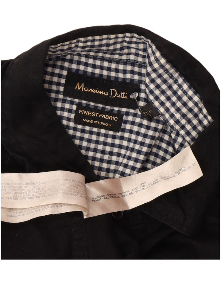 MASSIMO DUTTI Camisa para hombre EU 40 Medium Negro Colorblock Algodón