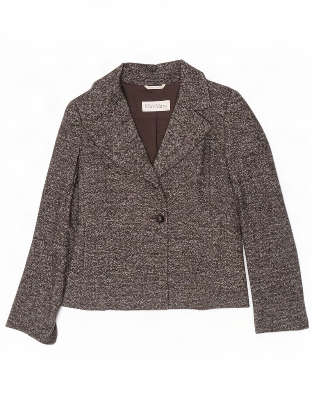 Max Mara Chaqueta tipo blazer con 1 botón para mujer Reino Unido 42 Lana en espiga gris medio