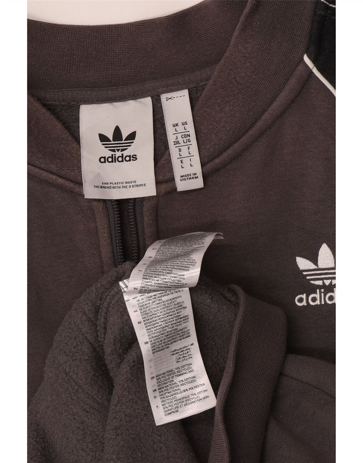Adidas Hombre Chándal Top Chaqueta Grande Gris Colorblock Algodón