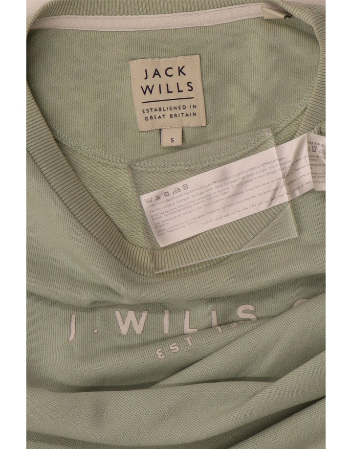 JACK WILLS Hombre Sudadera Estampada Jersey Pequeño Algodón Verde