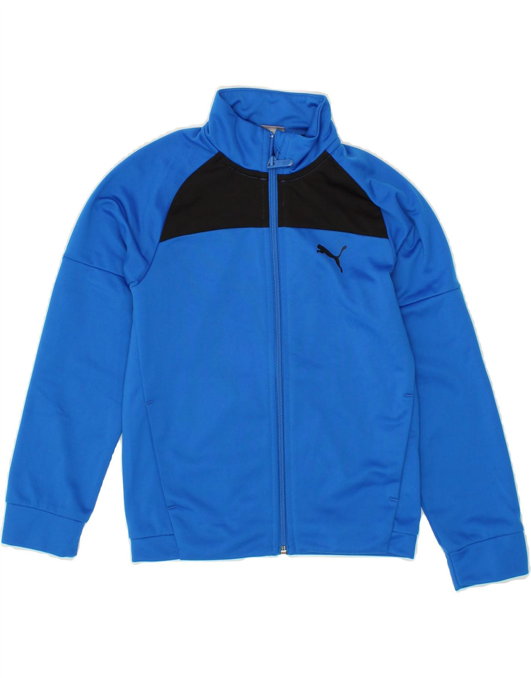 PUMA Boys Tracksuit Top Jacket 7-8 Years Blue Colourblock Polyester Vintage Puma and Second-Hand Puma from Messina Hembry 