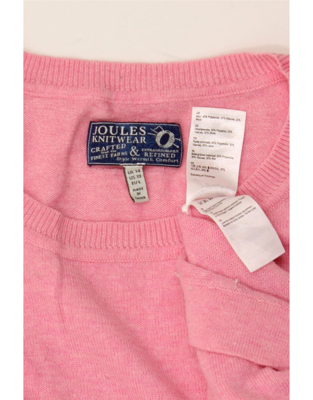 Joules Jersey extragrande con cuello redondo para mujer, talla 40, talla grande, poliamida rosa