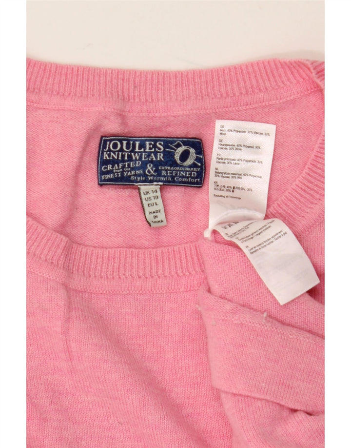 Joules Jersey extragrande con cuello redondo para mujer, talla 40, talla grande, poliamida rosa