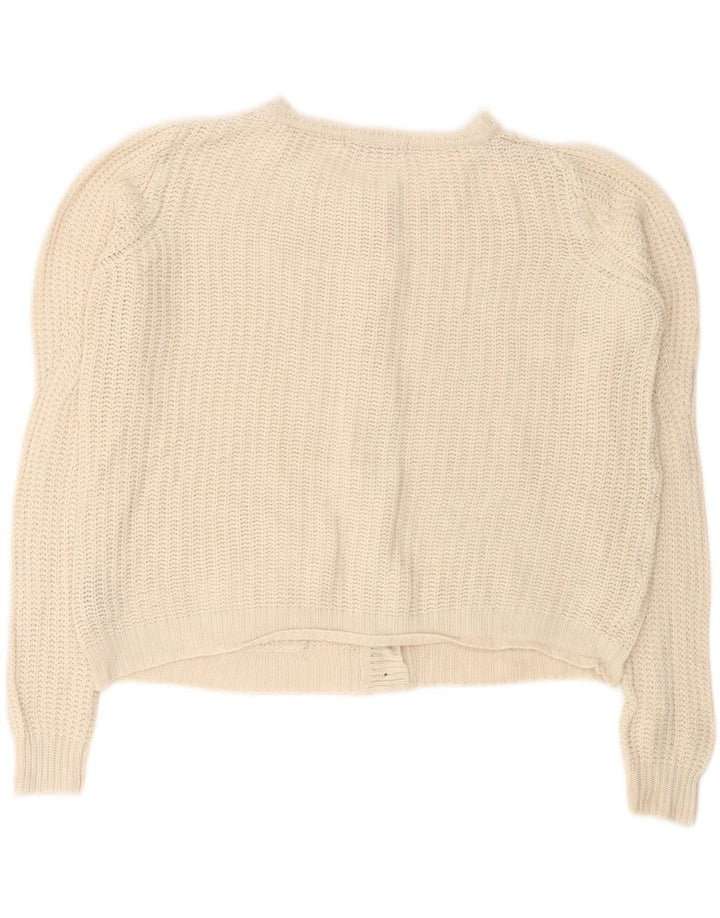 Marks & Spencer Suéter tipo cárdigan corto para mujer UK 10 Small Off White