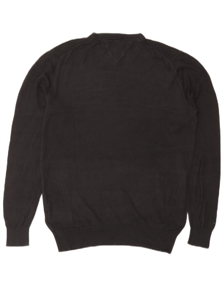 Tommy Hilfiger Jersey con cuello redondo para hombre, jersey de algodón negro mediano
