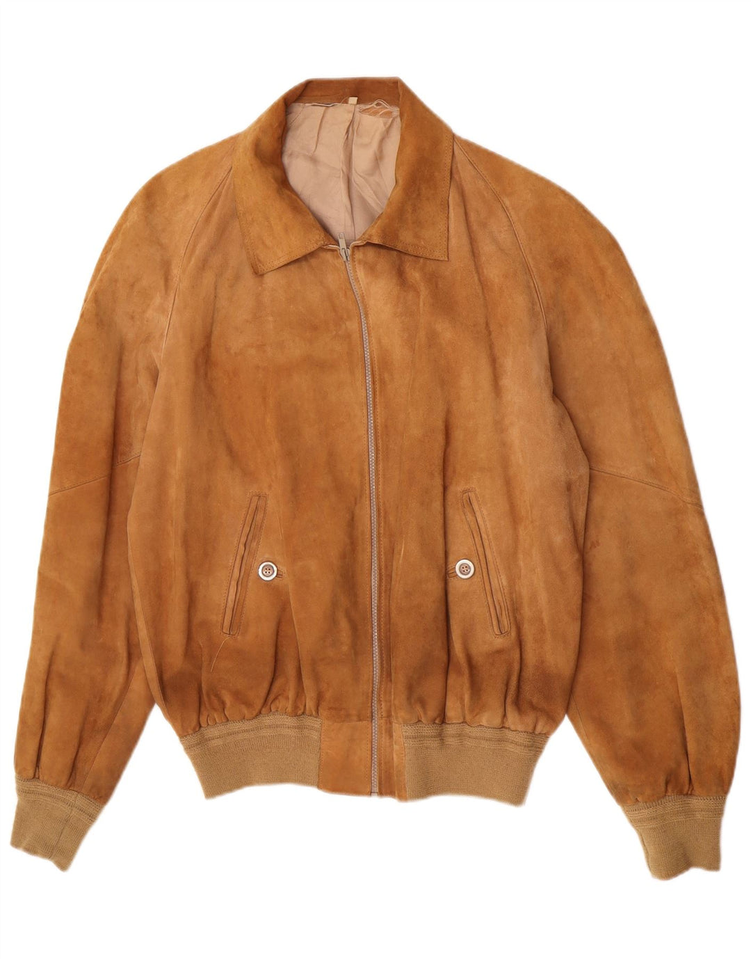 Vintage hombres ante bomber chaqueta Reino Unido 38 marrón medio