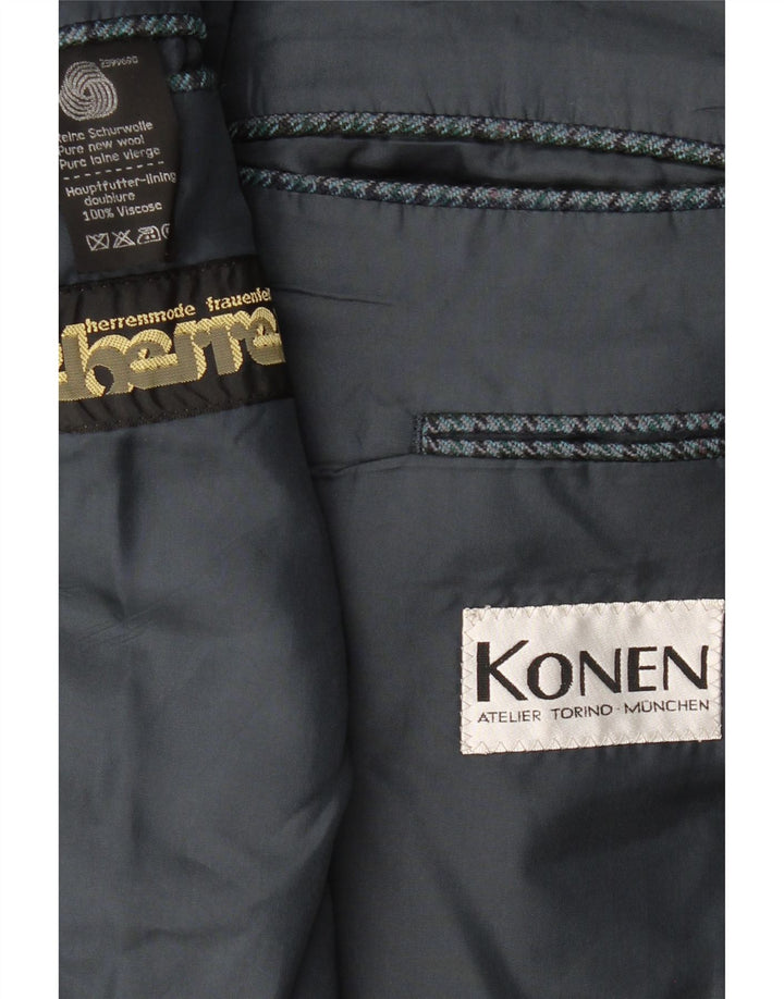 KONEN Mens 2 Button Blazer Jacket UK 40 Large Blue Houndstooth New Wool Vintage Konen and Second-Hand Konen from Messina Hembry 