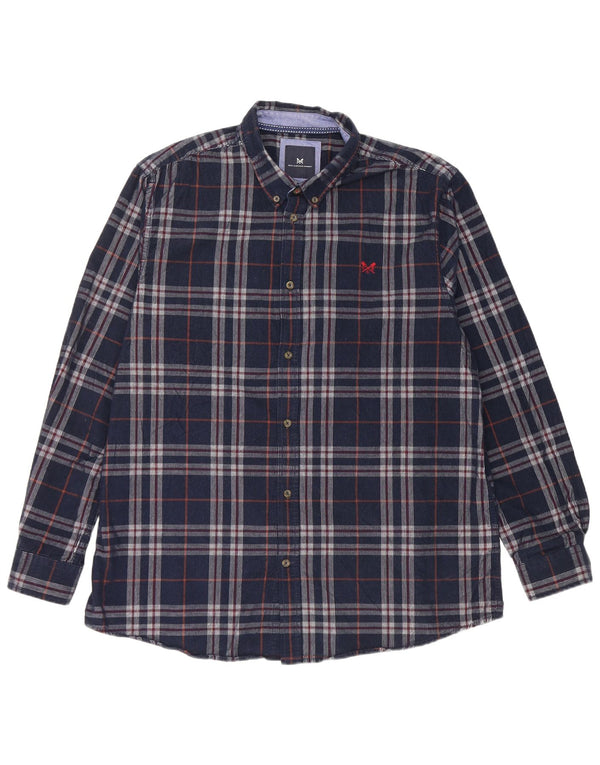 Crew Clothing Camisa de corte clásico de pana para hombre XL Algodón a cuadros azul marino