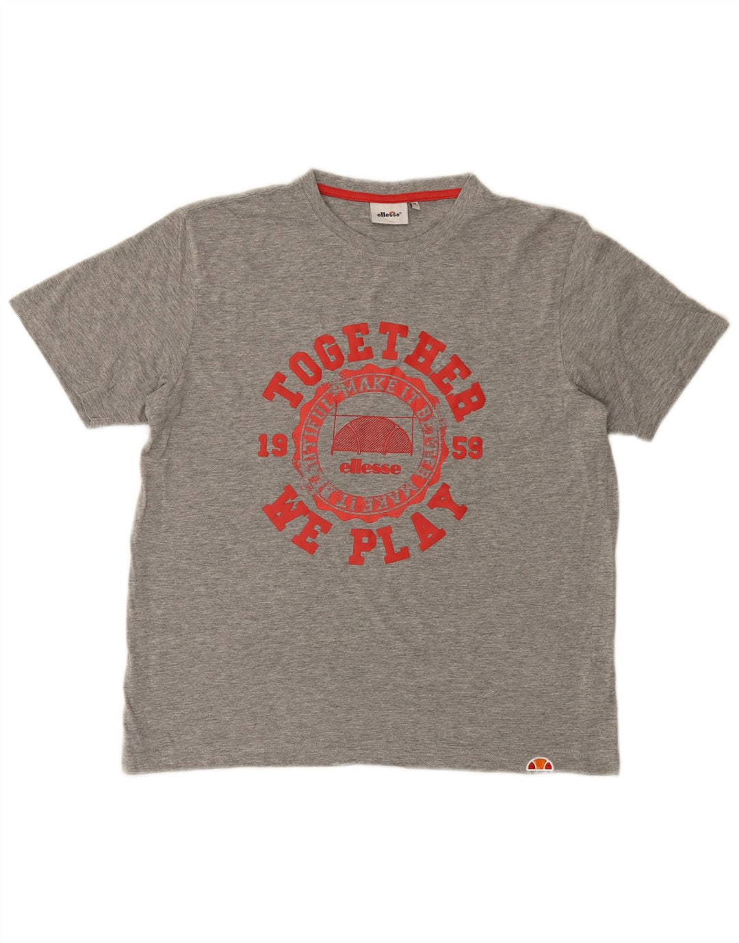 Ellesse Hombre Camiseta Gráfica Top Algodón Gris Medio