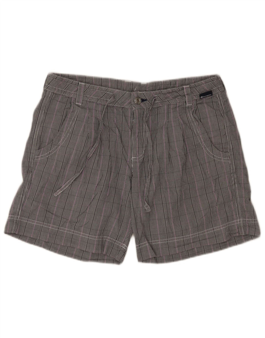 Champion Pantalones Cortos Casuales Para Mujer Medium W30 Gris A Cuadros De Algodón