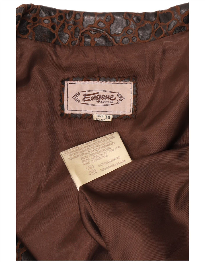 Eugene Chaqueta Blazer de Doble Botonadura para Mujer US 10 Grande con Estampado Animal marrón
