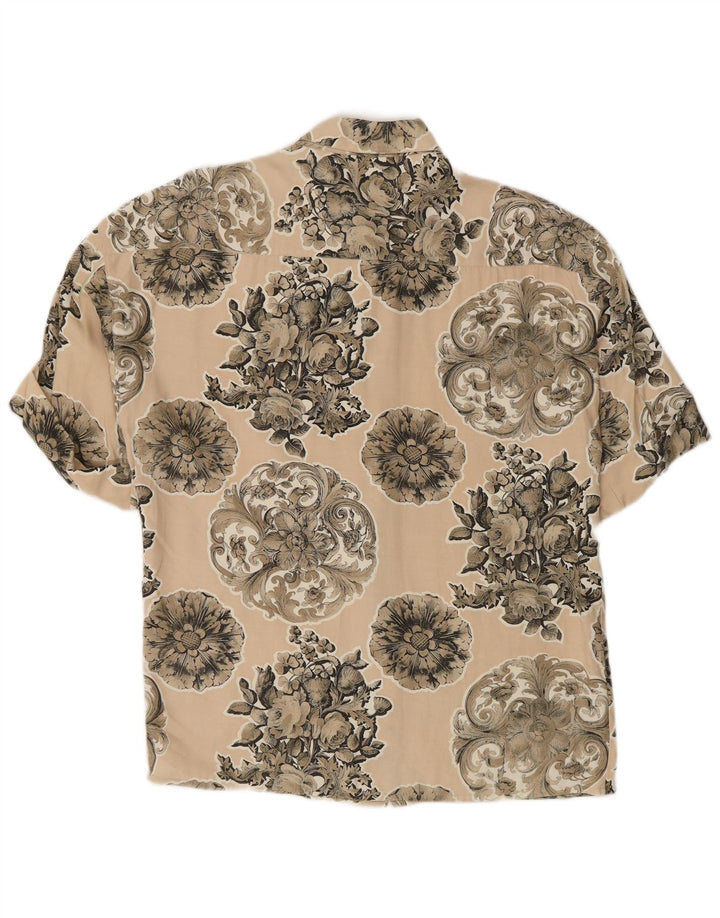 Camel Active Camisa de manga corta para mujer EU 42 Large Beige Floral Viscosa