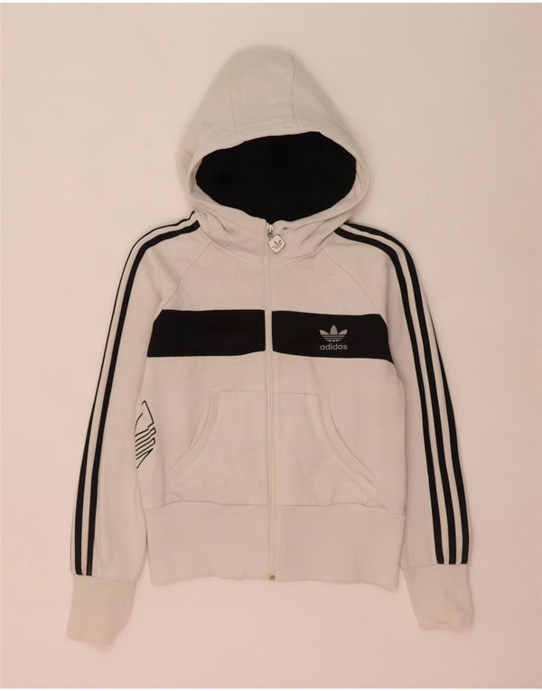 Adidas Sudadera con capucha y cremallera gráfica para mujer IT 44 Medium White Colourblock