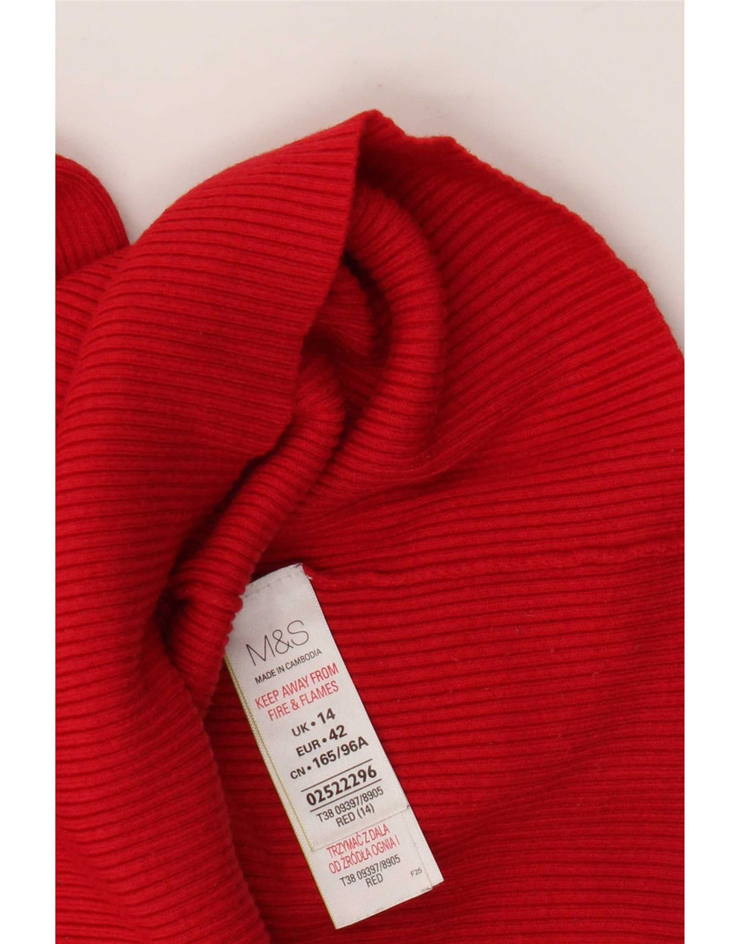 Marks & Spencer Suéter tipo jersey con cuello vuelto para mujer UK 44 Viscosa roja mediana