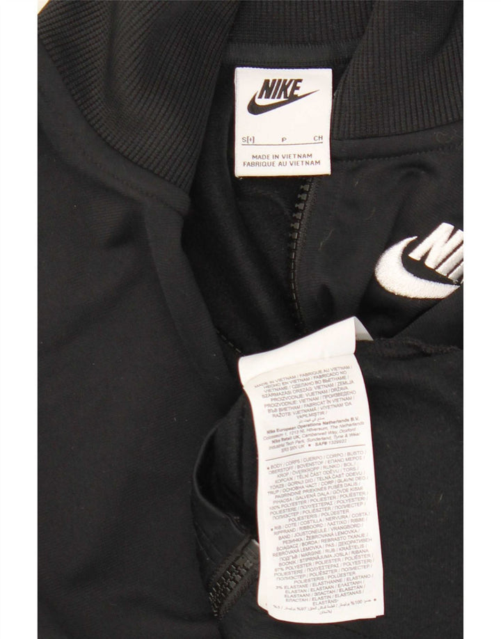 Nike Mujer Crop Chándal Top Chaqueta UK 10 Pequeño Poliéster Negro