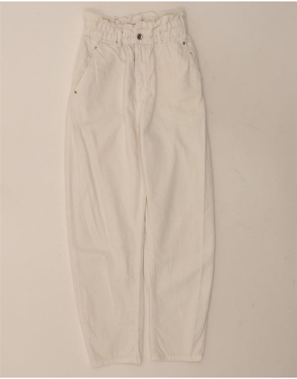Zara Mujer Pantalones Cortos Cónicos De Cintura Alta EU 36 XS W26 L25 Blanco