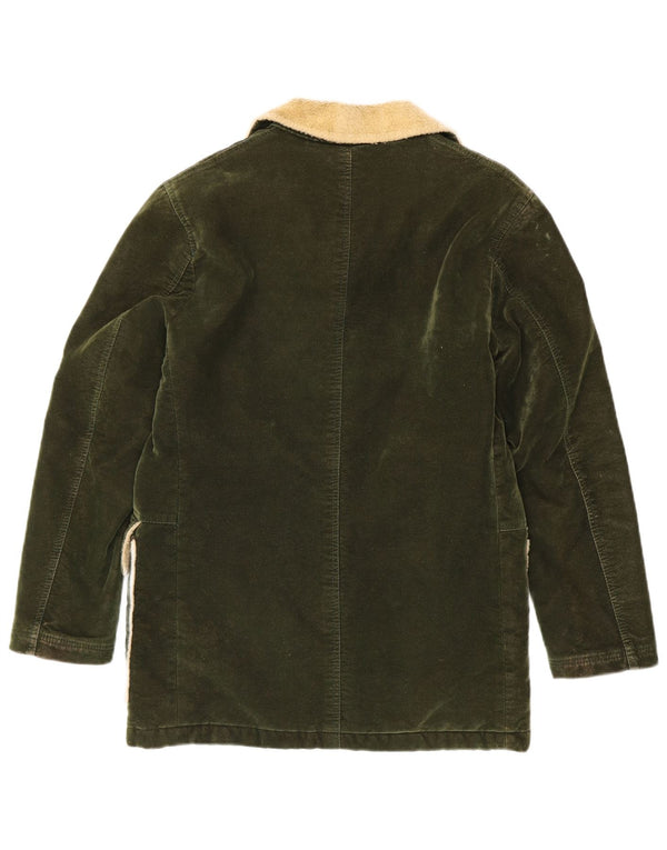 Vintage hombres Sherpa Fleece abrigo Reino Unido 38 bloque de color verde medio