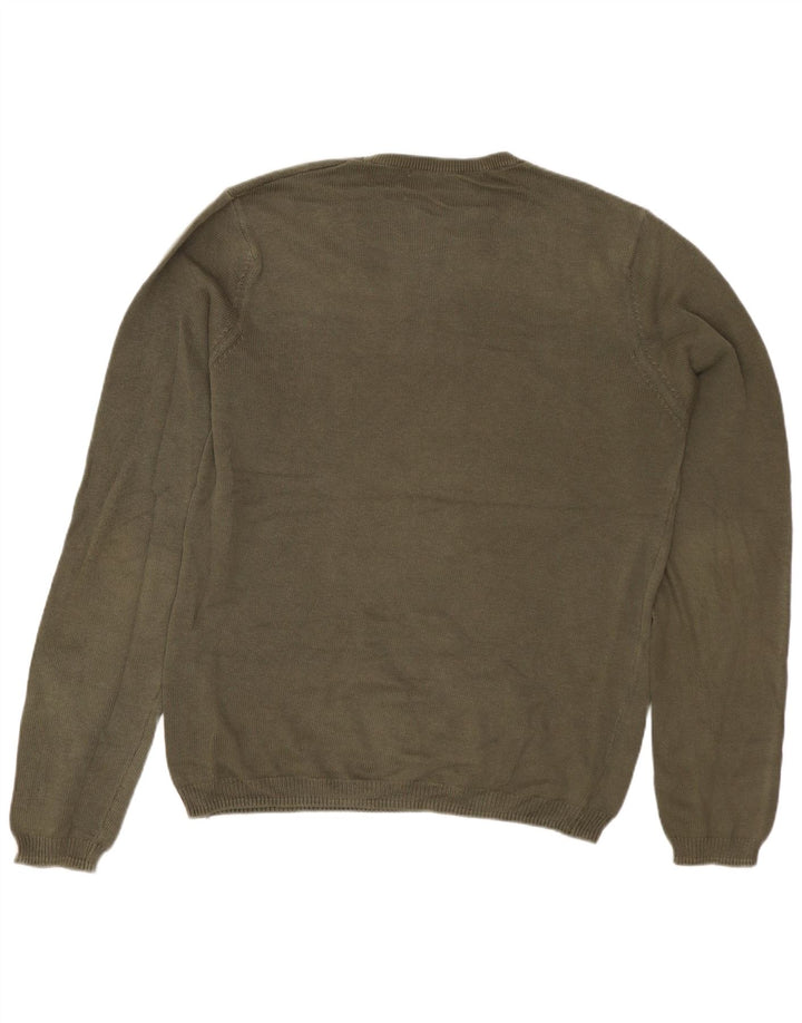 ZARA Hombre Jersey Gráfico Con Cuello Redondo De Algodón Caqui Medio