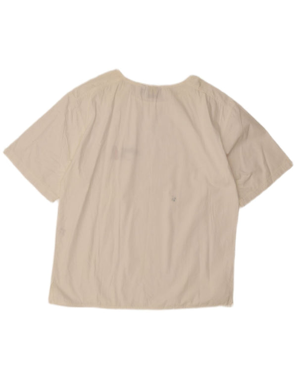 Enrico Coveri Blusa extragrande para mujer Top UK 10 Small White Cotton