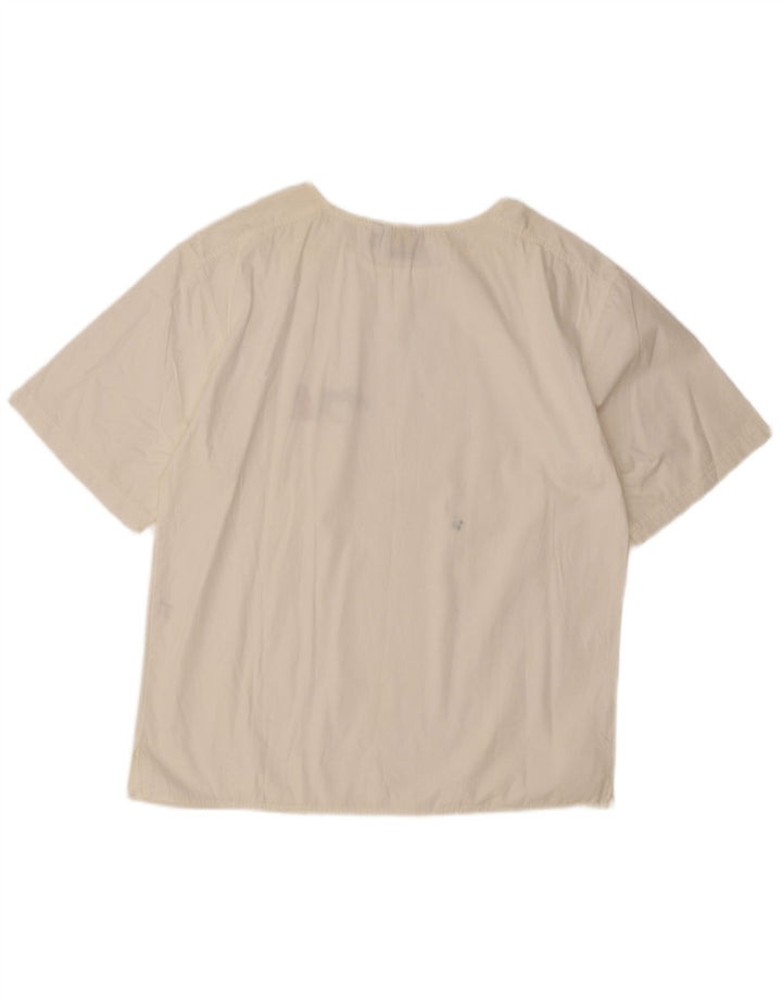 Enrico Coveri Blusa extragrande para mujer Top UK 10 Small White Cotton