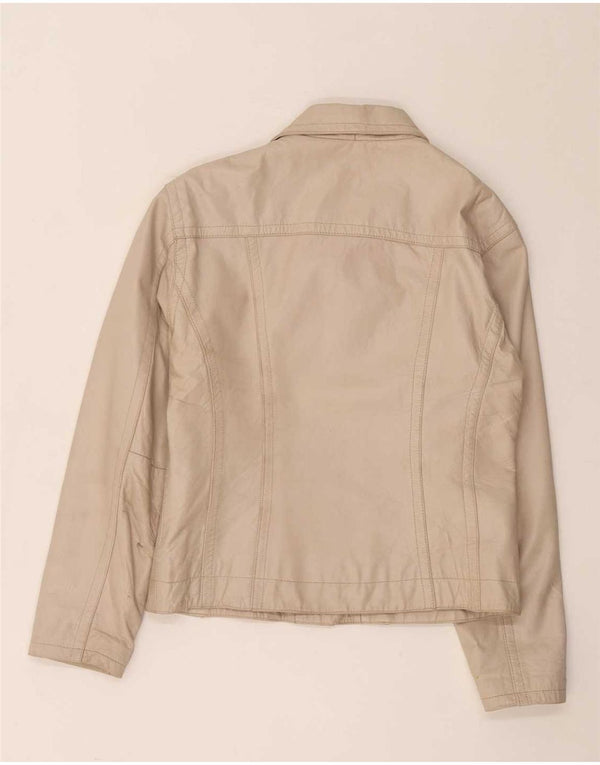 Chaqueta de cuero vintage para mujer Reino Unido 14 Beige medio