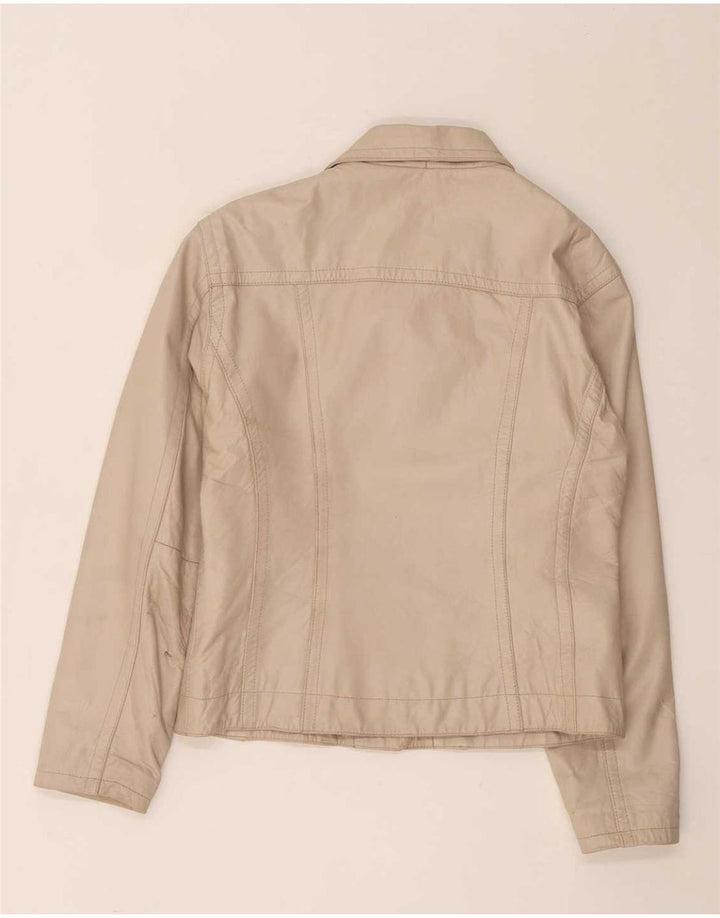 Chaqueta de cuero vintage para mujer Reino Unido 14 Beige medio