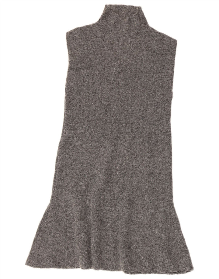 Zara Mujer Vestido Jersey Sin Mangas UK 8 Pequeño Poliéster Gris
